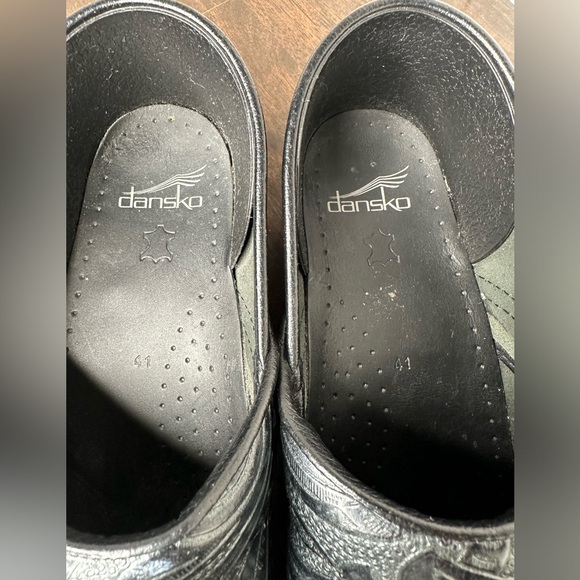 Dansko Women’s Professional Black Tooled Leather Clogs Size US 10.5 - Picture 5 of 7